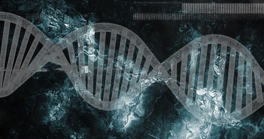 Futuristic DNA Strand Over Textured Background Concept