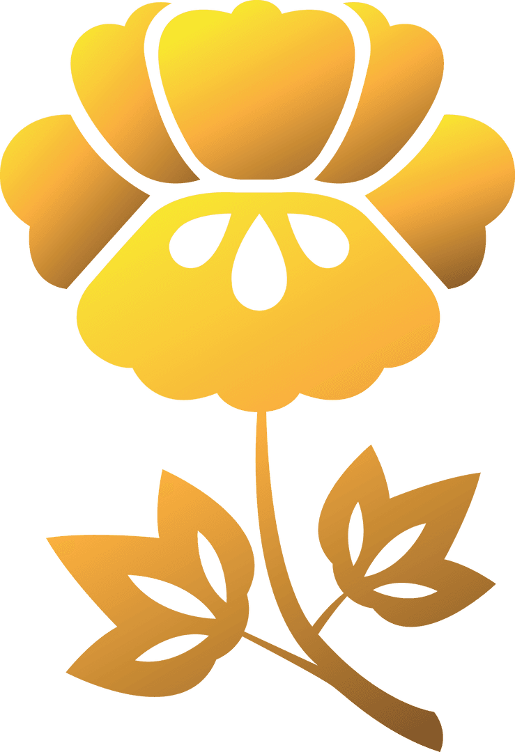 Golden Floral Design with Transparent PNG Element