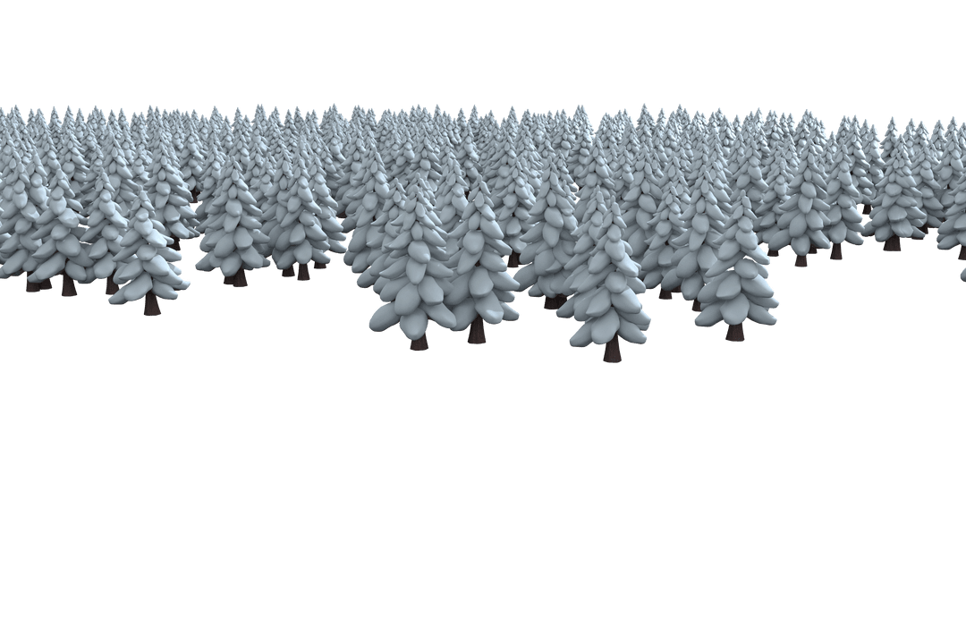 Transparent Idyllic Snow-Covered Winter Forest on a Clear Background