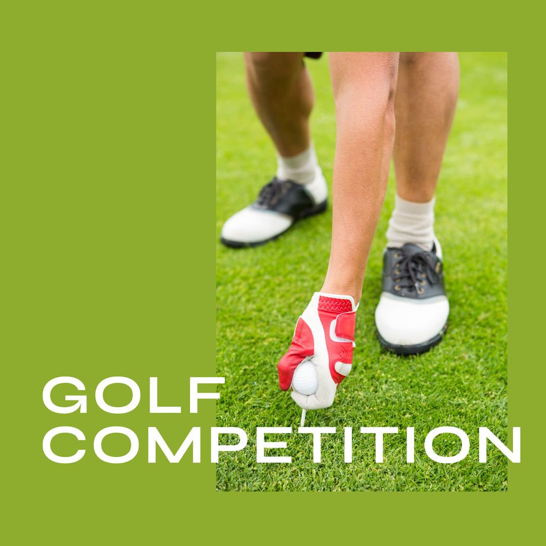 Golfer Preparing Ball on Tee for Competition