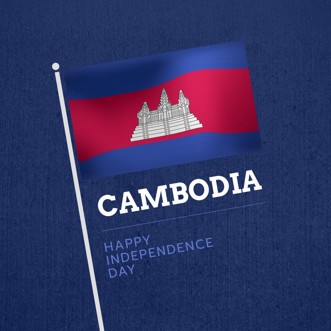 Cambodia Independence Day Flag on Blue Background