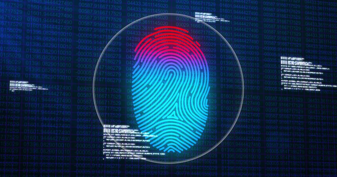 Biometric Fingerprint and Data Processing in Cybersecurity Concept