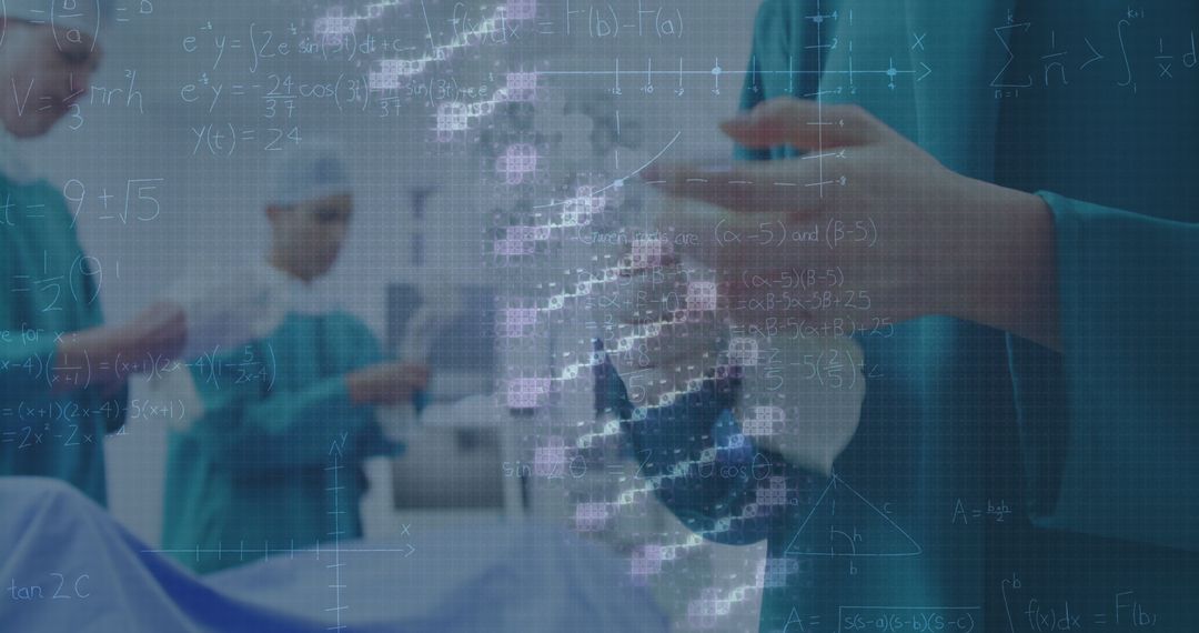 Surgeons Collaborating with Digital DNA Overlay in Modern Operating Room