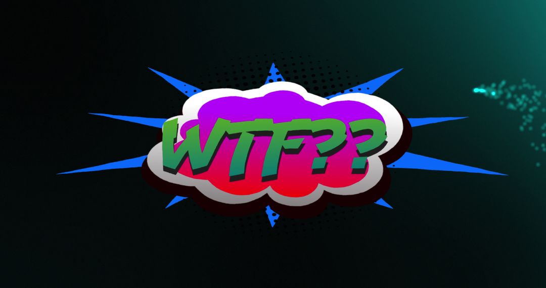 Colorful WTF Text with Modern Light Trails Concept