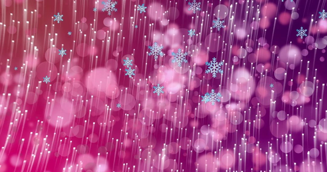 Magical Snowflakes and Bokeh Lights on Purple Background