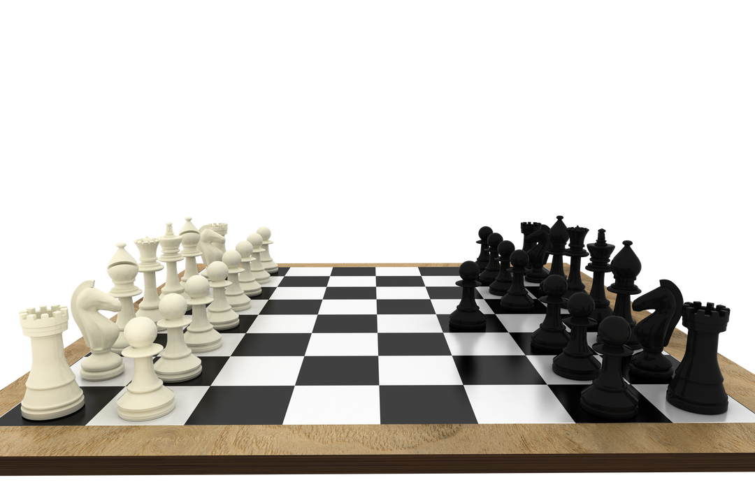 Black and White Chess Pieces on Transparent Board, Starting Position - Download Free Stock Images Pikwizard.com