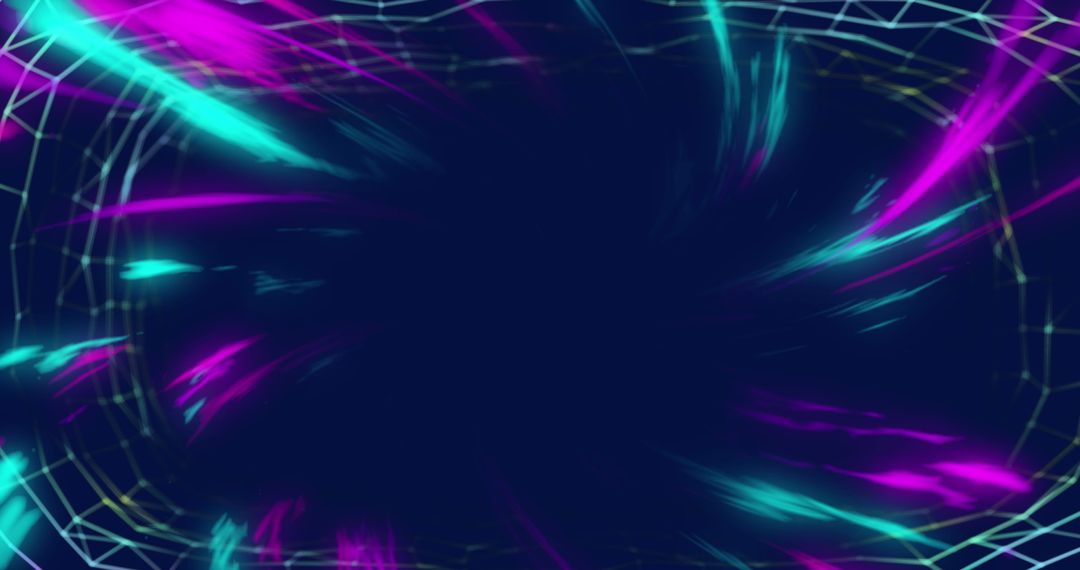 Vibrant Neon Light Trails on Dark Digital Network