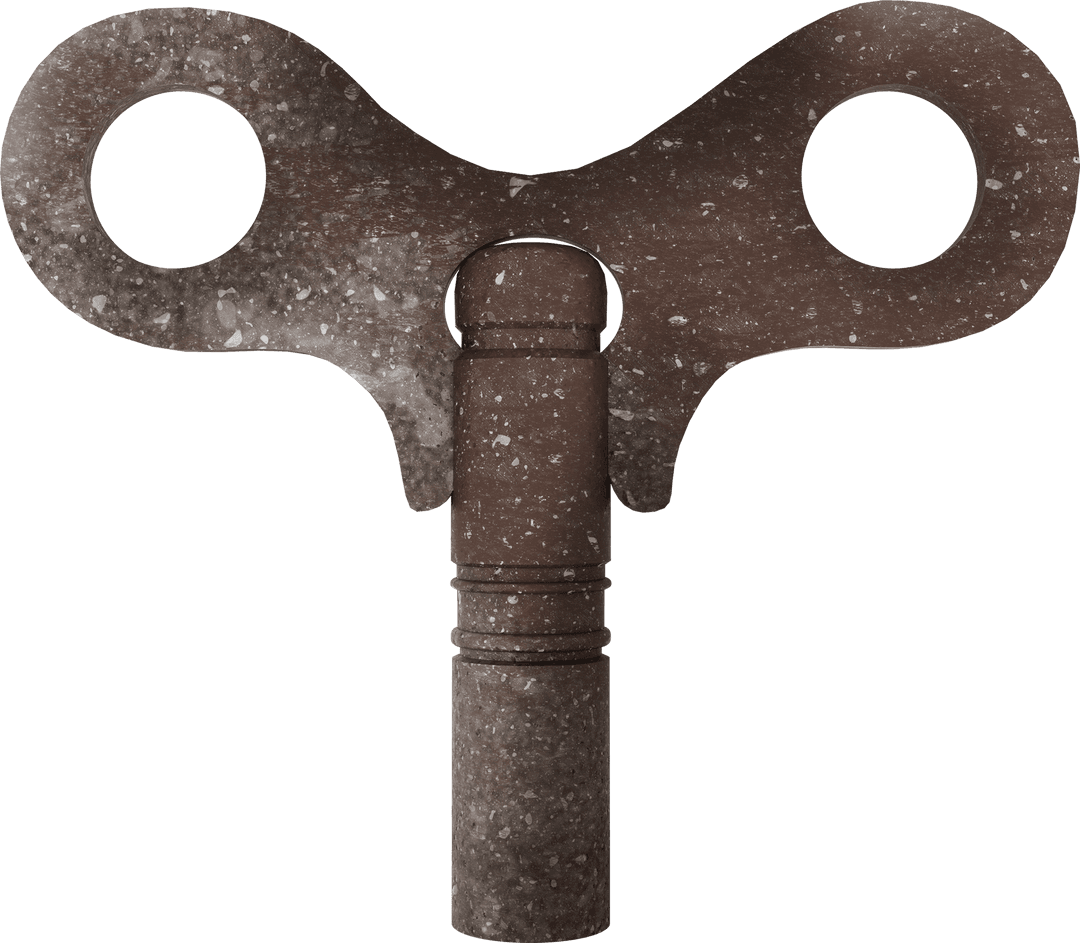 Rusty Clockwork Wind-Up Key Isolated on Transparent Background