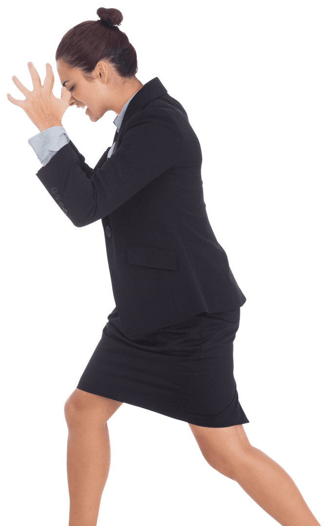 Angry Biracial Businesswoman on Transparent Background