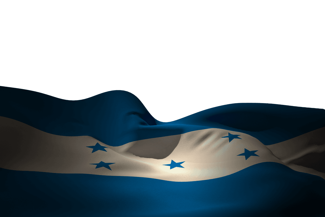 Transparent Illustration of a Waving Honduras Flag