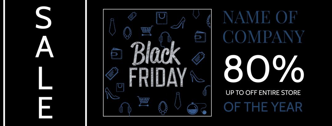 Black Friday Event Sale Advertisement With 80 percent Discount Offer - Download Free Stock Templates Pikwizard.com