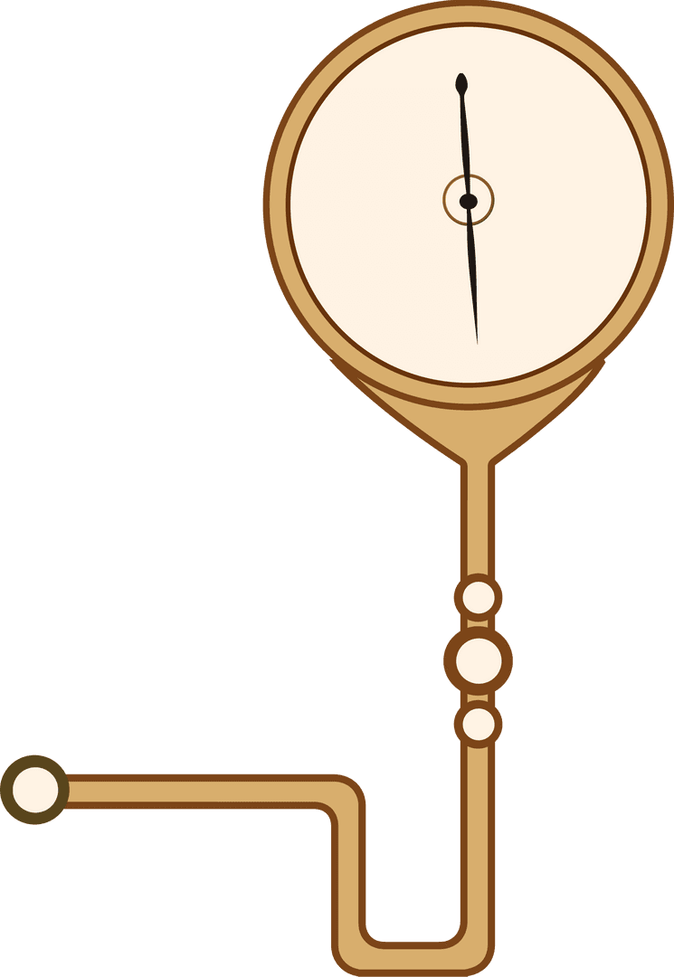 Minimalist Analog Gauge on Bent Pipe Transparent Background