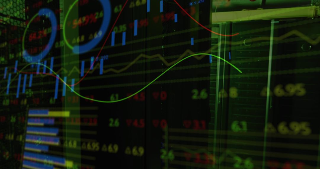 Abstract Digital Interface Over Green Data Server Lights