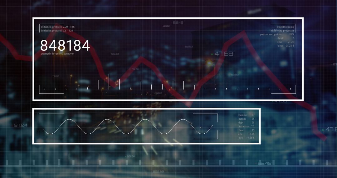 Digital Financial Interface Over Cityscape