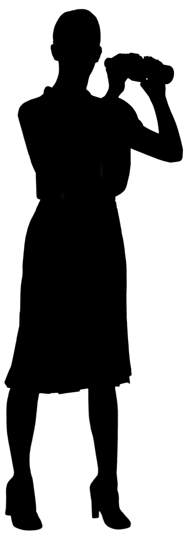 Silhouette of Woman With Binoculars on Transparent Background