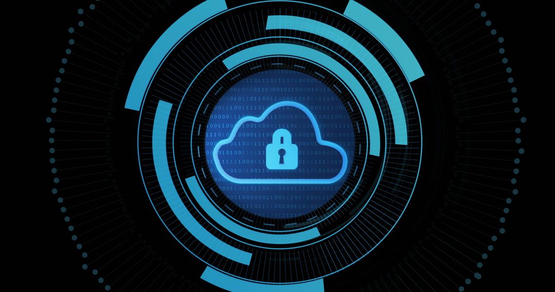 Digital Cloud Security Concept with Padlock Symbol