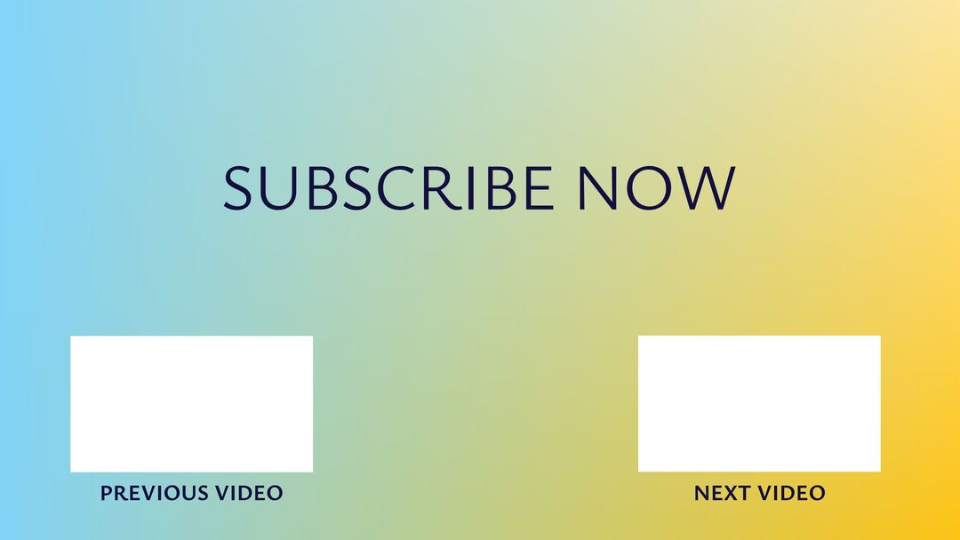 Colorful Subscribe Now Card with Previous and Next Video Placeholders - Download Free Stock Templates Pikwizard.com