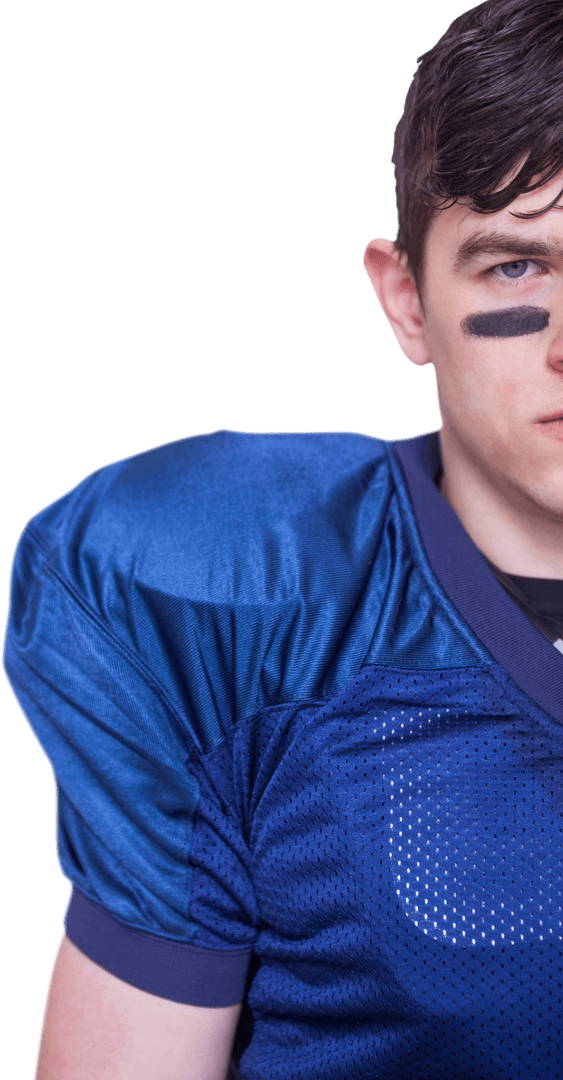 Transparent Half-Portrait of Determined Football Player