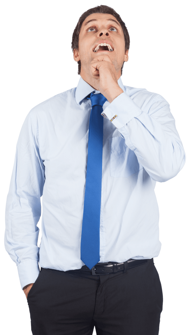 Transparent Thinking Businessman Contemplating in Formal Attire