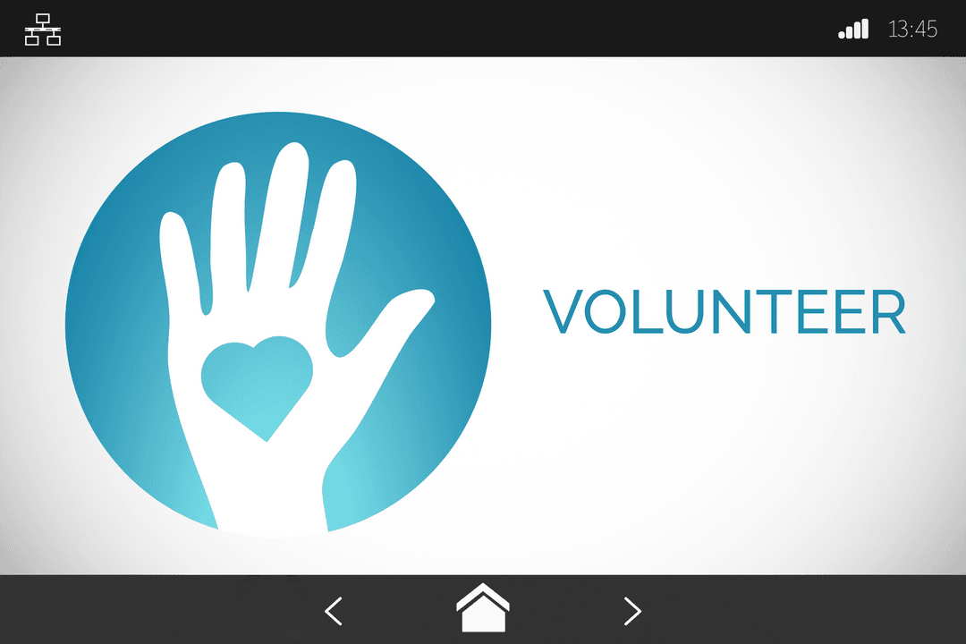 Transparent Digital Volunteer Icon with Heart and Hand