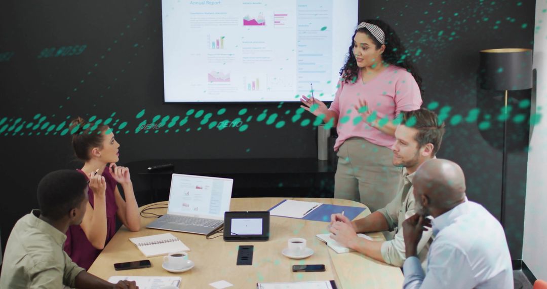 Diverse Business Team Analyzing Financial Data Presentation