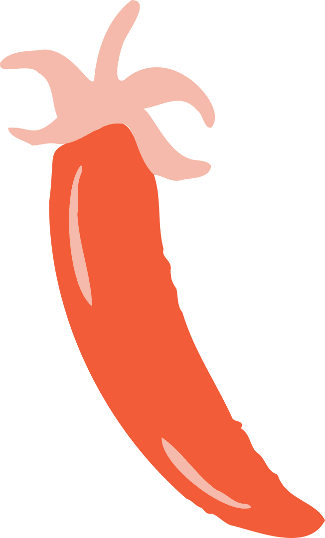 Flat Design Stylized Red Chili Pepper on Transparent Background