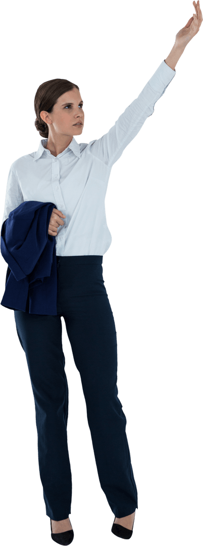 Businesswoman Gesturing Assertively on Transparent Background