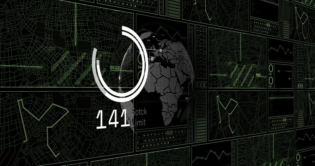 Abstract Digital Interface with Data and Global Connections