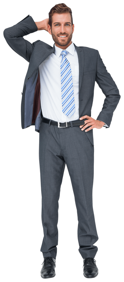 Transparent Businessman Scratching Head in Professional Attire