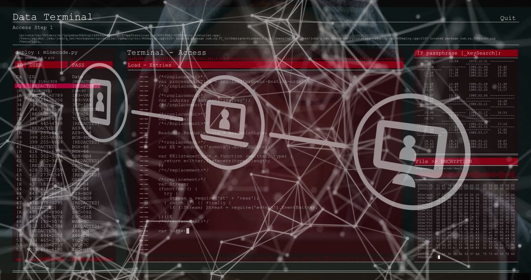 Abstract Network Connections Interlink Digital Data on Dark Background