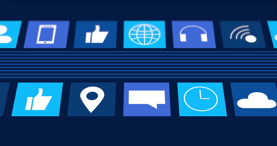 Digital Online Icons on a Blue Interface Background - Free Images, Stock Photos and Pictures on Pikwizard.com