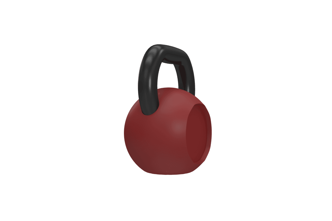 Red Kettlebell Weight on Transparent Background for Fitness Focused Appeal