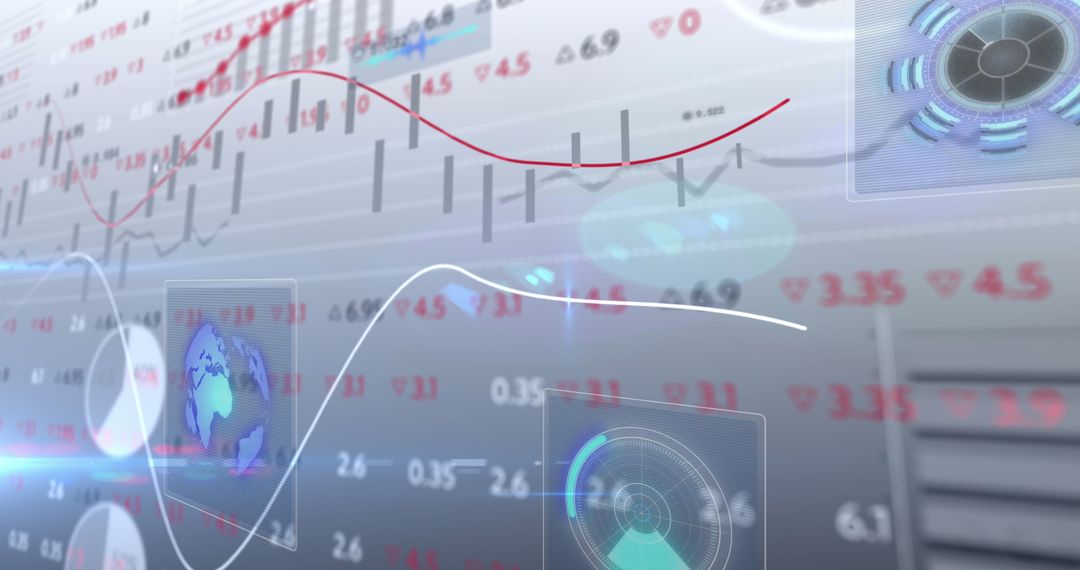 Stock Market Analysis with Futuristic Tech Overlays