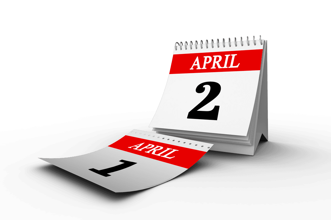 Transparent Spiral Calendar Showing April Dates with Floating Page Effect - Download Free Stock Images Pikwizard.com
