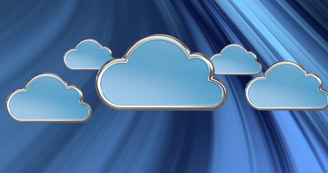 Digital Cloud Icons on a Dynamic Blue Background