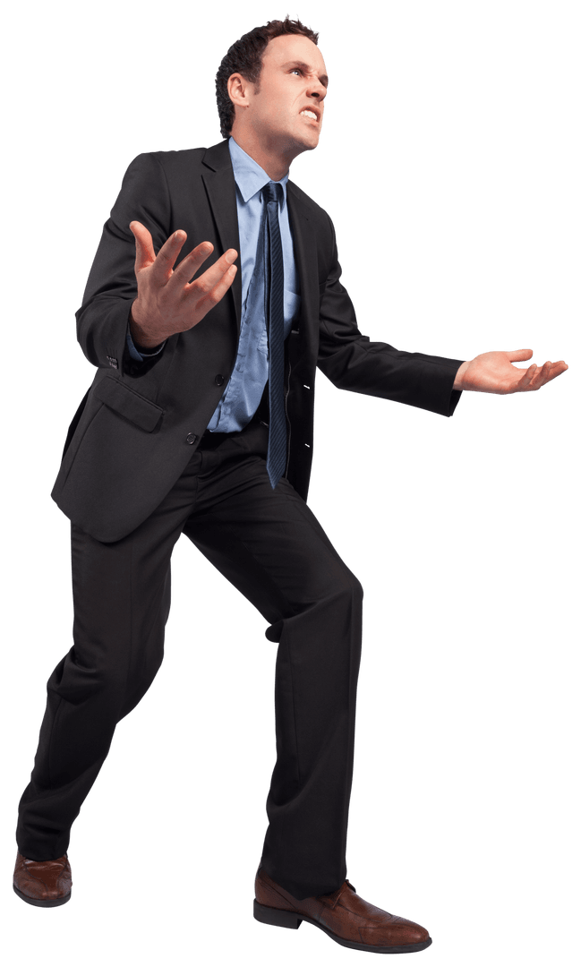 Transparent Businessman Gesture Outstretched Arms