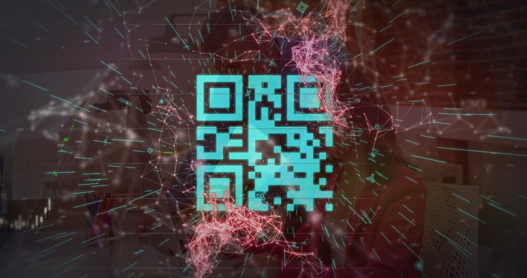 Digital QR Code with Abstract Neural Network in Background - Free Images, Stock Photos and Pictures on Pikwizard.com