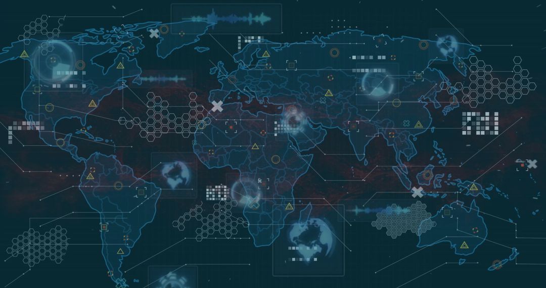 Global Data Network and Processing Over World Map