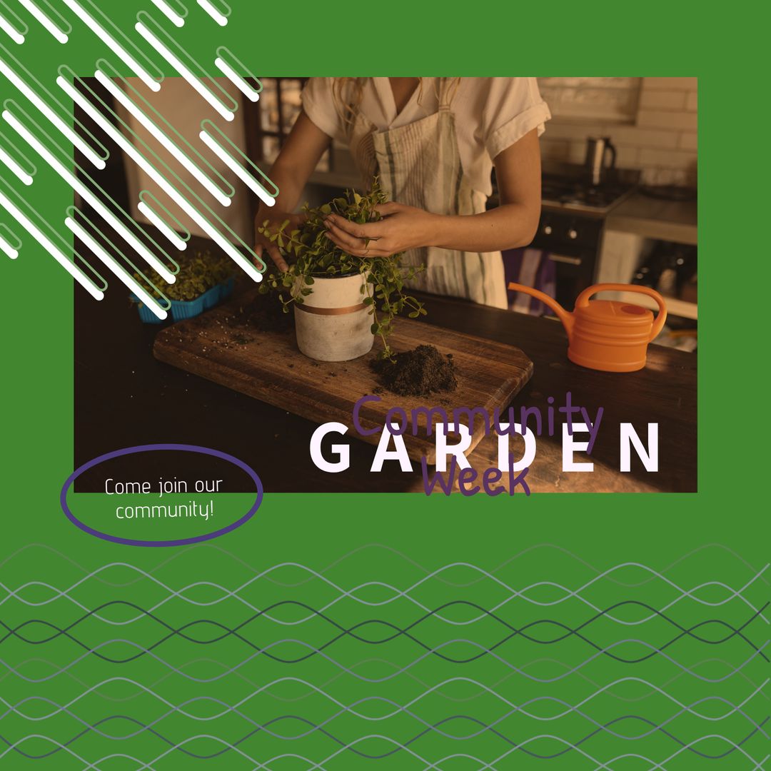 Woman Participating in Community Garden Week Activity