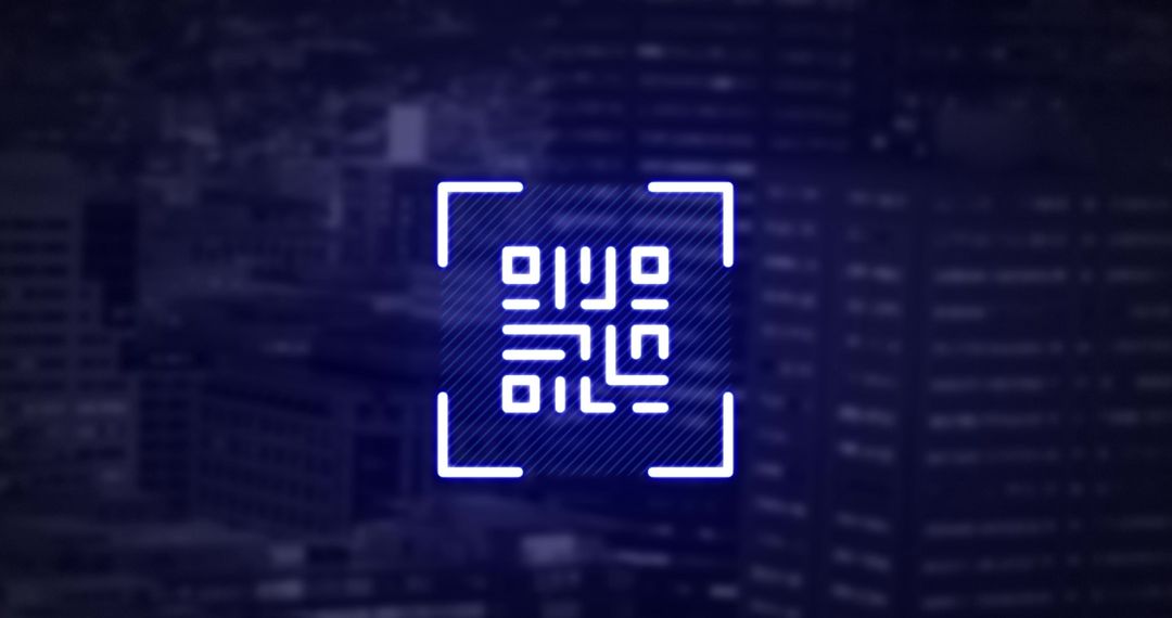 Glowing QR Code Over Cityscape Symbolizing Digital Connectivity