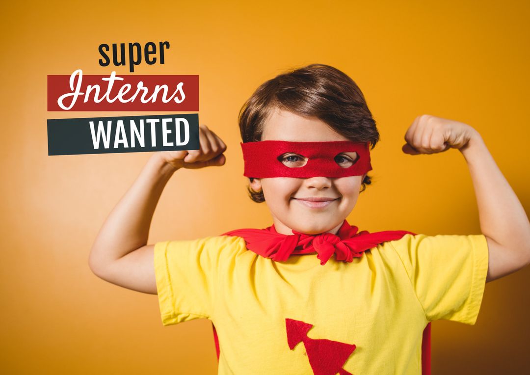 Child Dressed as Superhero Promoting Recruitment Campaign