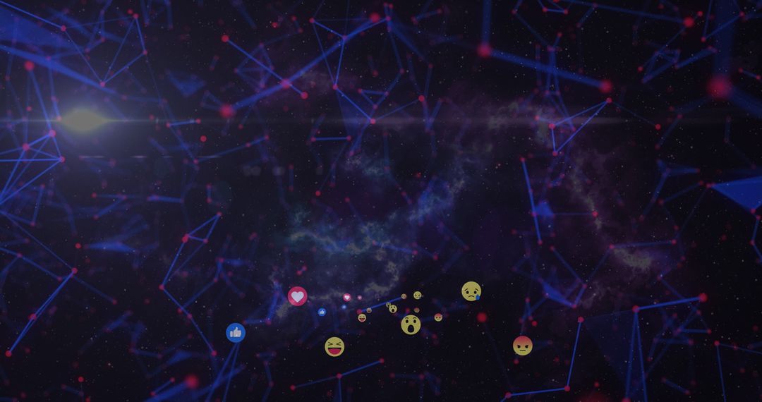 Digital Emojis and Geometric Shapes in Space