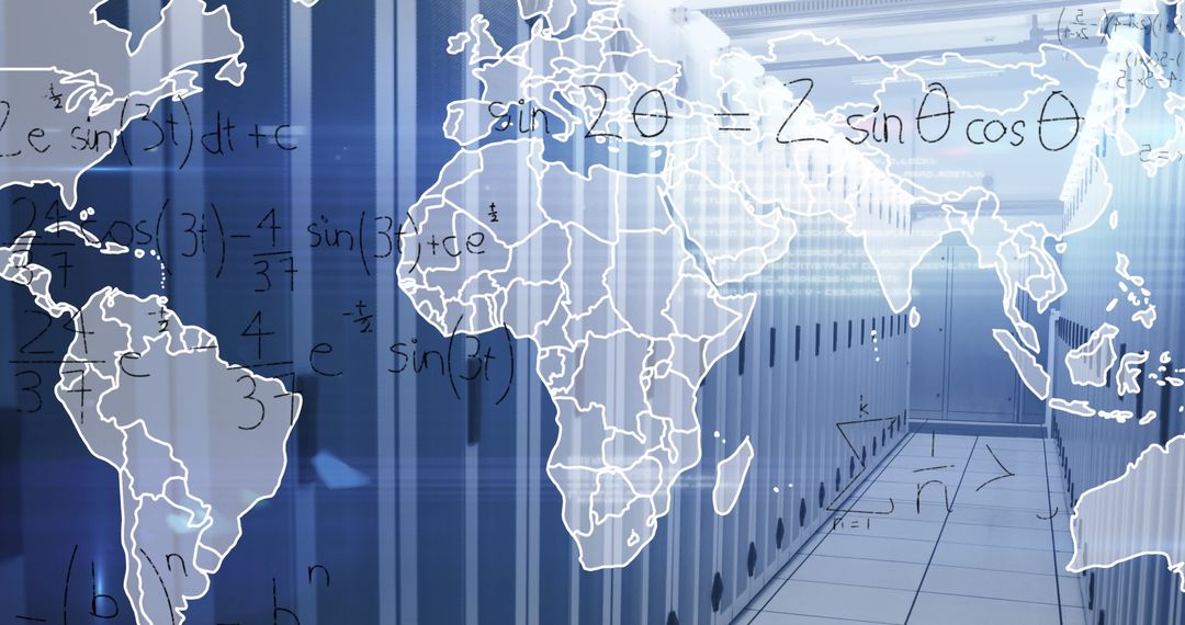 Global Tech Interface in High-Tech Server Room