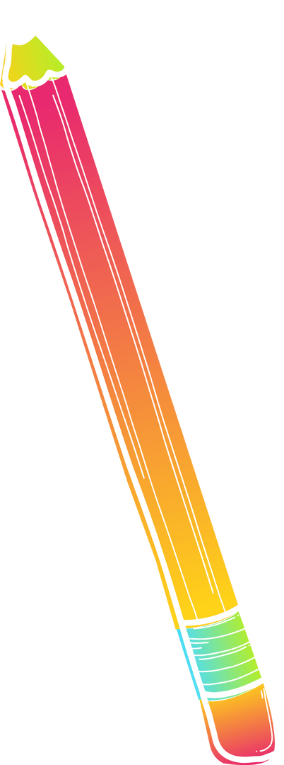 Vibrant Gradient Pencil Illustration on Transparent Background
