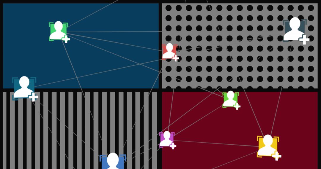 Digital Network Concept with User Icons and Connected Lines