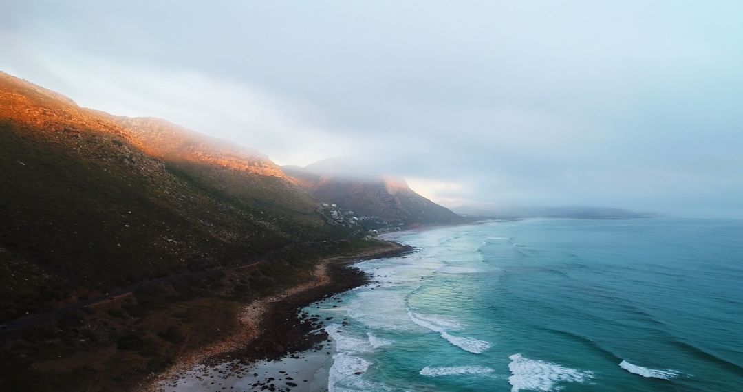 Serene Beach with Morning Light and Soft Waves