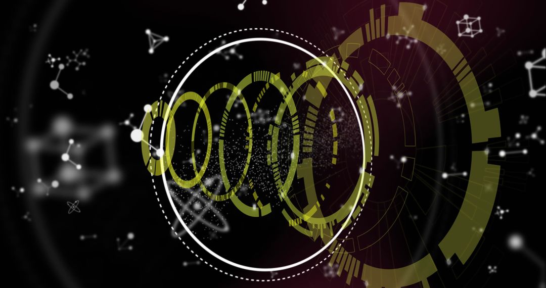 Spinning Virtual Scanner Over Molecular Structures on Black Background