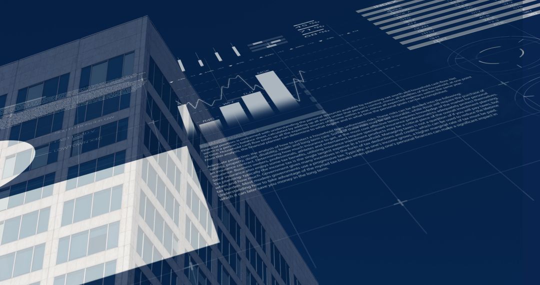 Digital Financial Data Overlaid on Modern Architecture