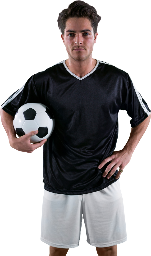 Confident Soccer Player Holding Football on Transparent Background - Download Free Stock Images Pikwizard.com