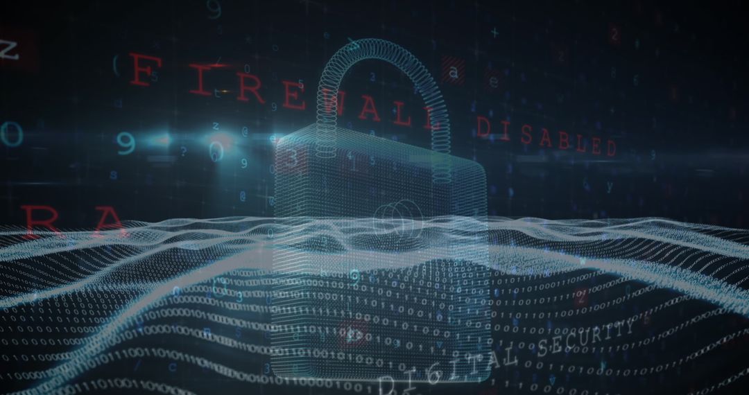 Digital Padlock Symbolizing Cybersecurity Reflected in Number Patterns